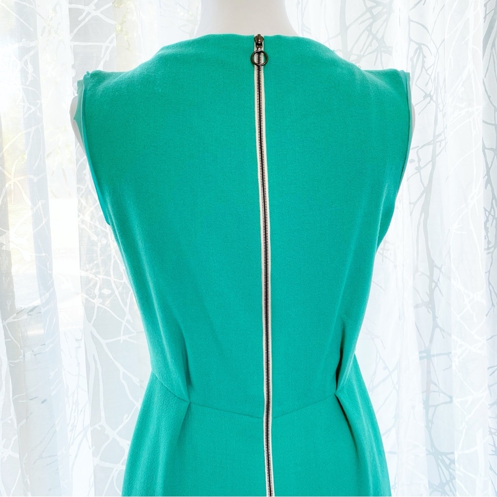 ROKSANDA ILINCIC TEAL GREEN PLEATED BACK ZIPPER SLEEVELESS SHEATH DRESS - Picture 7 of 14